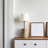 Lampa stołowa drewniana boho, drewno mango, styl skandynawski i retro, 53 cm, E27