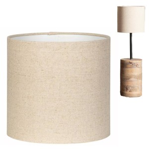 Abażur lniany beżowy, regulowane mocowanie, kompatybilny z E27 i E14, styl boho, 20 cm