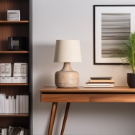 Abażur lniany beżowy, stożkowy, regulowane mocowanie, kompatybilny z E27 i E14, 35 cm