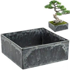 Doniczka na bonsai 15x15 cm, imitacja kamienia, z recyklingu