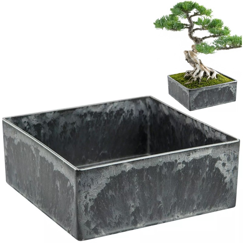 Doniczka na bonsai 15x15 cm, imitacja kamienia, z recyklingu