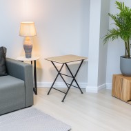 Stolik boczny kawowy bambusowy składany do salonu i ogrodu