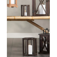 Komplet drewnianych lampionów ze szklanymi ściankami – brązowe, styl boho i skandynawski