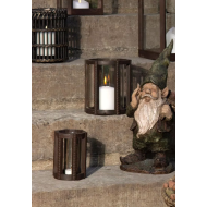 Komplet drewnianych lampionów ze szklanymi ściankami – brązowe, styl boho i skandynawski