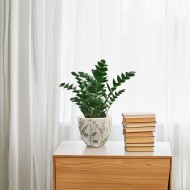 Doniczka betonowa 18,5 cm | Dekoracyjna osłonka na kwiaty, wzór roślinny, do wnętrz i ogrodu