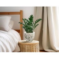 Doniczka betonowa 18,5 cm | Dekoracyjna osłonka na kwiaty, wzór roślinny, do wnętrz i ogrodu