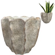 Doniczka betonowa 16 cm | Elegancka osłonka w kształcie kwiatu, efekt kamienia