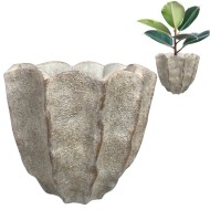 Duża doniczka betonowa 20 cm | Osłonka w kształcie kwiatu, efekt kamienia