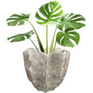 Duża doniczka betonowa 23 cm | Osłonka w kształcie kwiatu, efekt kamienia