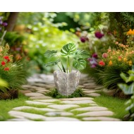 Duża doniczka betonowa 23 cm | Osłonka w kształcie kwiatu, efekt kamienia