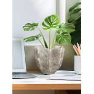 Duża doniczka betonowa 23 cm | Osłonka w kształcie kwiatu, efekt kamienia