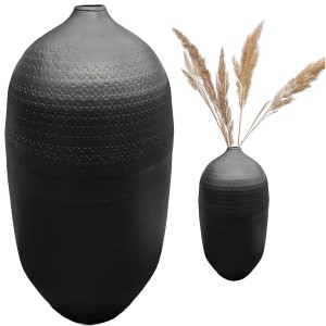 Wazon podłogowy czarny 48 cm | Metalowy wazon na gałęzie i dekoracje, elegancki prezent