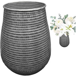 Wazon metalowy srebrny 31 cm | Elegancki wazon na kwiaty, dekoracja do salonu i sypialni