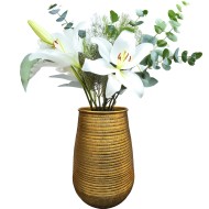 Wazon metalowy złoty 38 cm | Elegancki wazon na kwiaty, dekoracja do salonu i sypialni