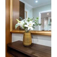 Wazon metalowy złoty 38 cm | Elegancki wazon na kwiaty, dekoracja do salonu i sypialni