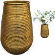 Wazon metalowy złoty 38 cm | Elegancki wazon na kwiaty, dekoracja do salonu i sypialni