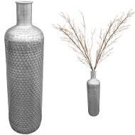 Wazon podłogowy srebrny 54 cm | Metalowy wazon butelka na gałęzie i dekoracje