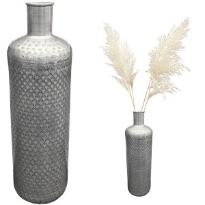 Wazon podłogowy srebrny 46,5 cm | Metalowy wazon butelka na gałęzie i dekoracje