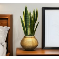 Doniczka metalowa złota 28 cm | Retro doniczka na rośliny domowe, dekoracja vintage