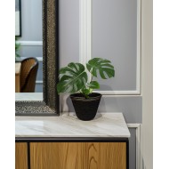 Doniczka boho czarna ze złotym wykończeniem | Naturalna doniczka z trawy morskiej