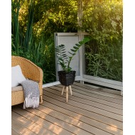 Doniczka na nóżkach czarna z bambusa | Stylowy kwietnik na rośliny