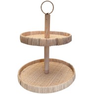 Patera boho rattanowa dwupoziomowa | Naturalny dodatek na stół