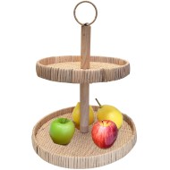 Patera boho rattanowa dwupoziomowa | Naturalny dodatek na stół