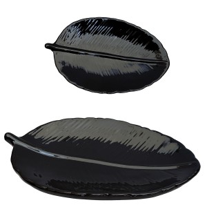 Talerzyk Liść Ceramiczny Czarny | Stylowy Dodatek do Wnętrza