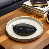 Talerzyk Liść Ceramiczny Czarny | Stylowy Dodatek do Wnętrza