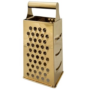 Złota tarka kuchenna 4-stronna – stal nierdzewna, do warzyw i owoców, z uchwytem