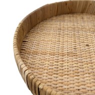Okrągła taca rattanowa na nóżkach – boho dekoracja z naturalnego rattanu 30 cm