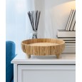 Okrągła taca rattanowa na nóżkach – boho dekoracja z naturalnego rattanu 30 cm
