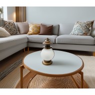 Lampion metalowy złoty z matowym kloszem – do zawieszenia