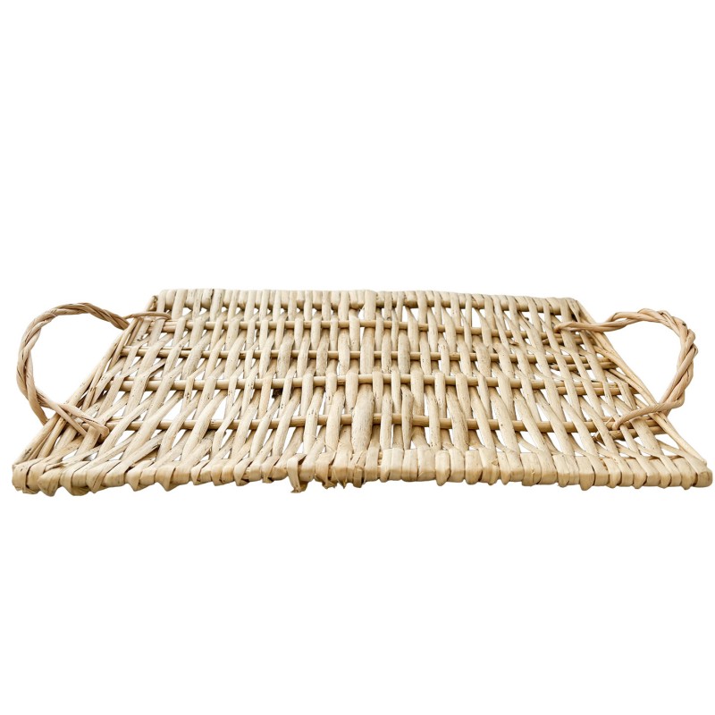 Taca rattanowa prostokątna boho naturalna dekoracyjna 41,5x24 cm