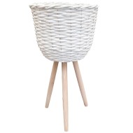 Doniczka bambusowa biała na nóżkach duża 56 cm