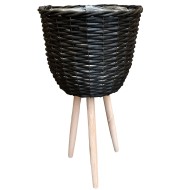 Doniczka bambusowa czarna na nóżkach duża 56 cm