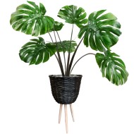 Doniczka bambusowa czarna na nóżkach duża 56 cm