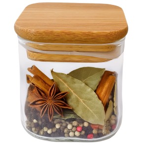 Szklany słoik kuchenny z bambusową pokrywką 160 ml