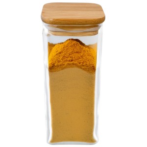 Szklany słoik z bambusową pokrywką 450 ml – szczelny i stylowy pojemnik kuchenny