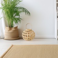 Lampion bambusowy boho z uchwytem i szklanym świecznikiem