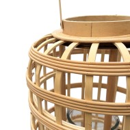 Wysoki lampion boho z bambusa ze szklanym świecznikiem