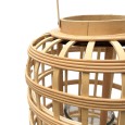 Wysoki lampion boho z bambusa ze szklanym świecznikiem
