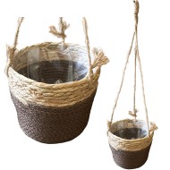 Doniczka wisząca BOHO 20 cm – na sznurku, z folią wewnętrzną