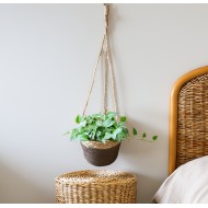 Doniczka wisząca BOHO 20 cm – na sznurku, z folią wewnętrzną