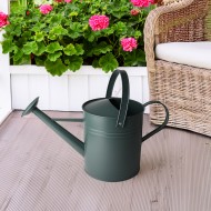 Duża konewka ogrodowa 10L zielona matowa – metalowa z końcówką rozpryskującą