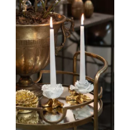 Komplet dwóch świeczników róża biało-złote na świece stołowe