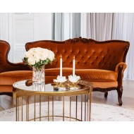 Komplet dwóch świeczników róża biało-złote na świece stołowe