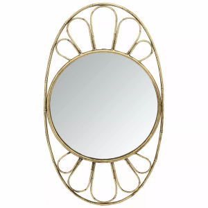 Lustro dekoracyjne złote metalowe owalne 85x49 cm