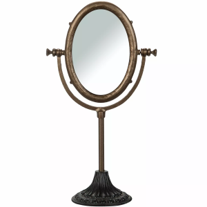 Lustro na stojaku stare złoto czarne 31x19,5 cm metalowe