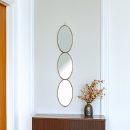 Lustro ścienne wiszące 3-elementowe złote 105x20 cm metalowe